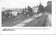 SA1708.61 - Buildings are associated with the North Family of New Lebanon, NY. Photo shows a view from the south. Identified on the front., Winterthur Shaker Photograph and Post Card Collection 1851 to 1921c